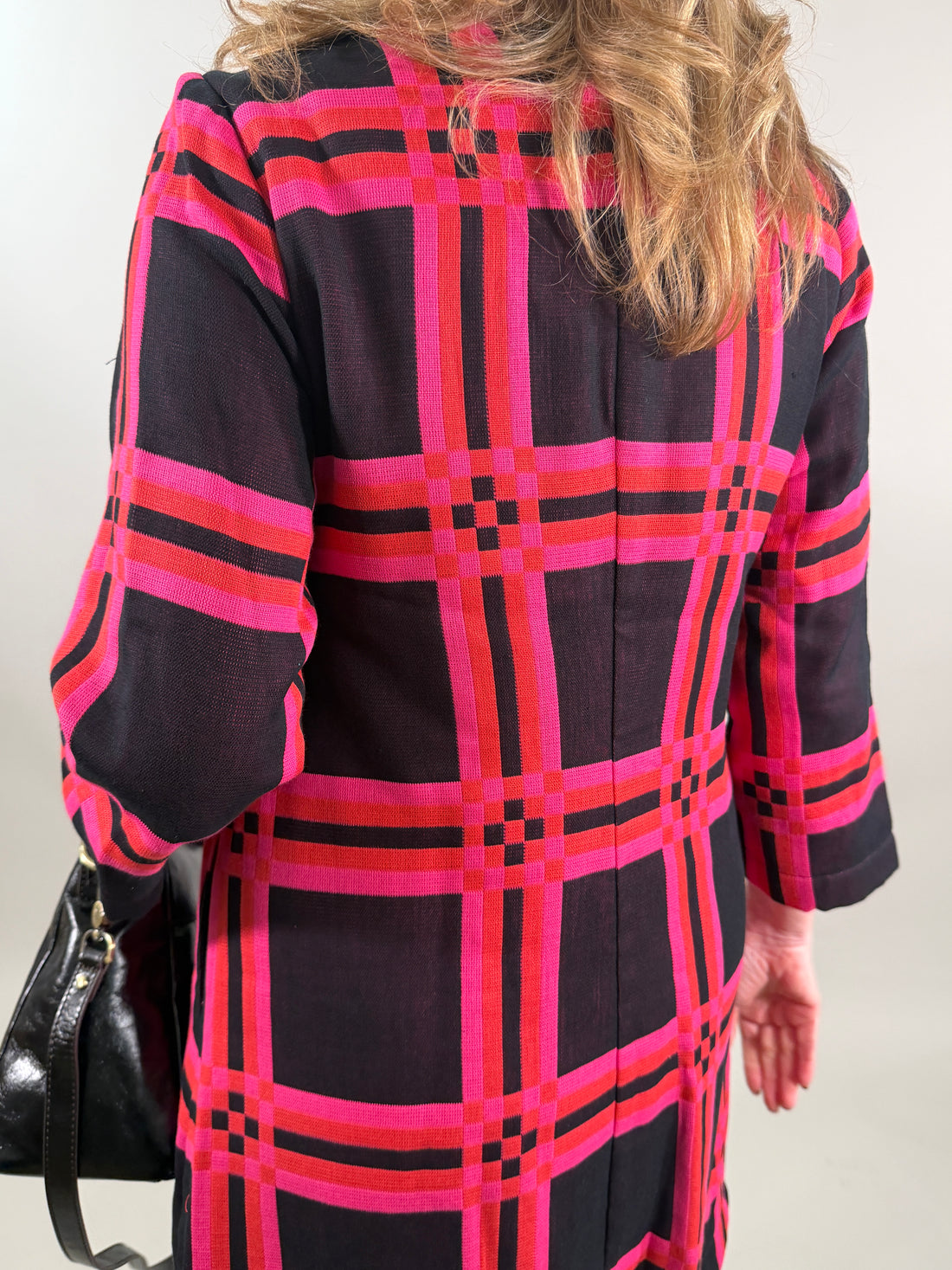 Modern Plaid Knit Easy-Fit Cocktail Dress