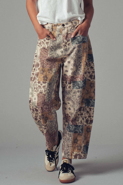 Boho Patchwork Wide Leg Pants