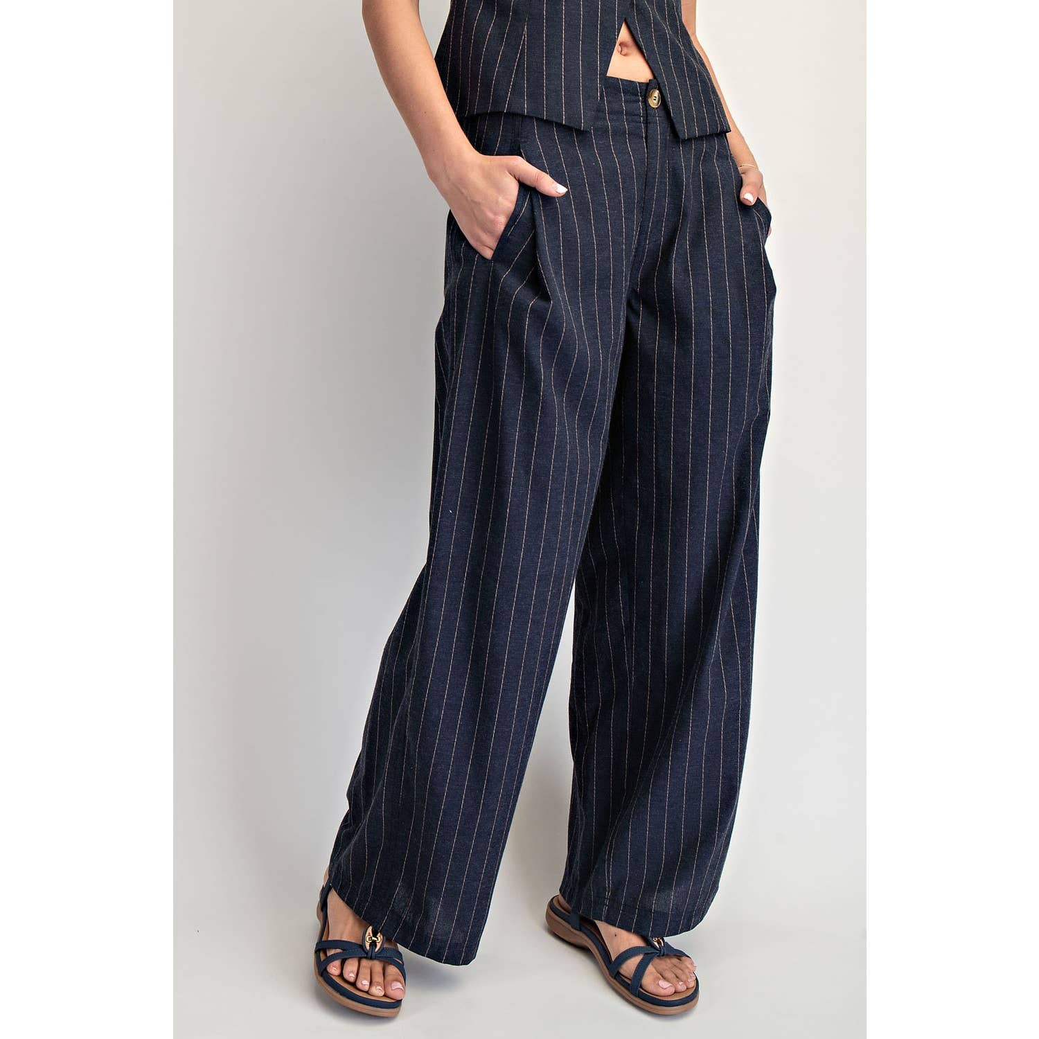 Relaxed Pinstripe Wide-Leg Pant