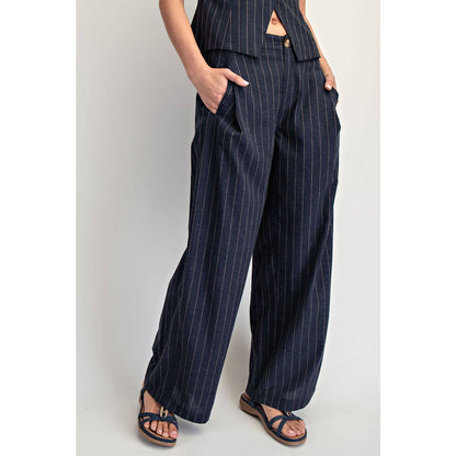 Relaxed Pinstripe Wide-Leg Pant