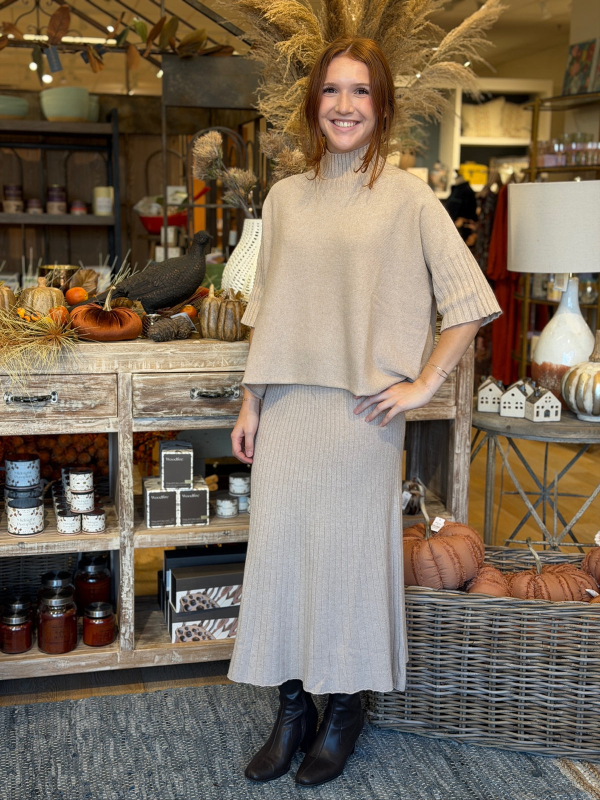 Italian Mock Neck Sweater Knit Top