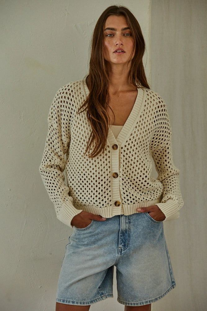Kensley Open Knit Cardigan Sweater