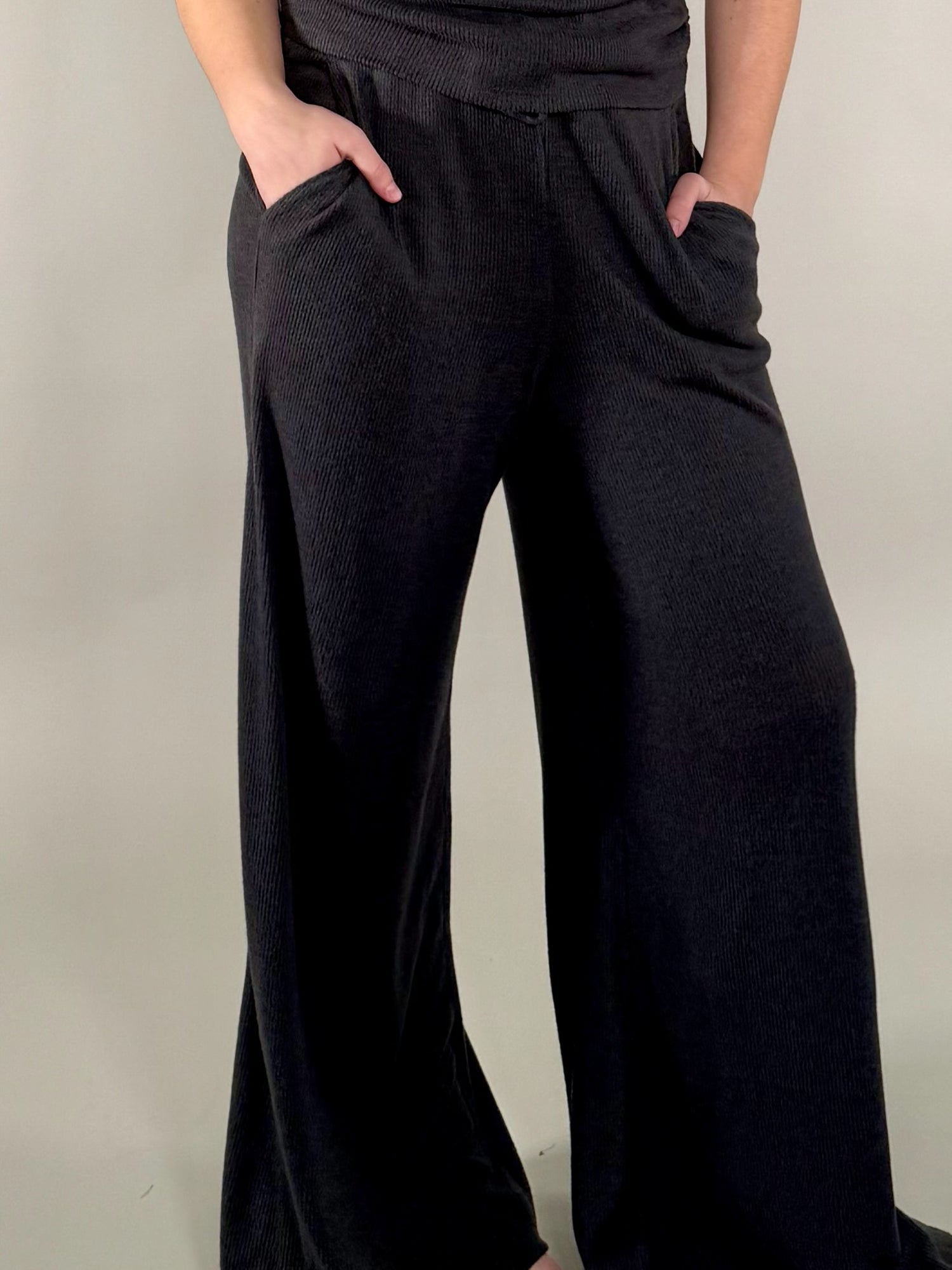 Soft Touch Ribbed Wide-Leg Lounge Pants