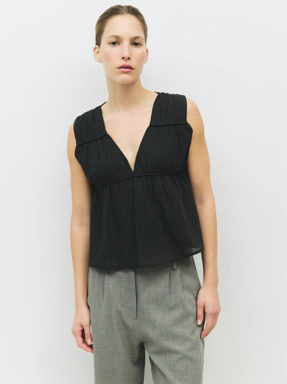 Gathered Neck Sleeveless Top