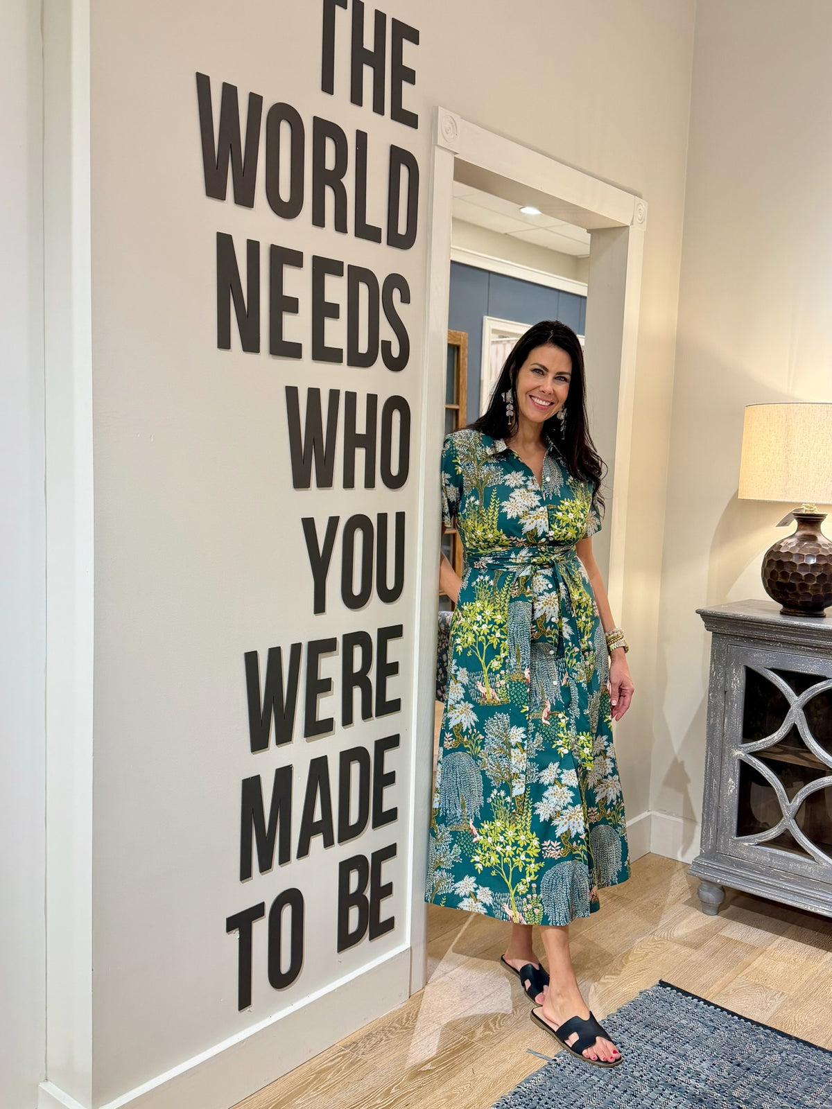 Botanical Belted Shirt Dress