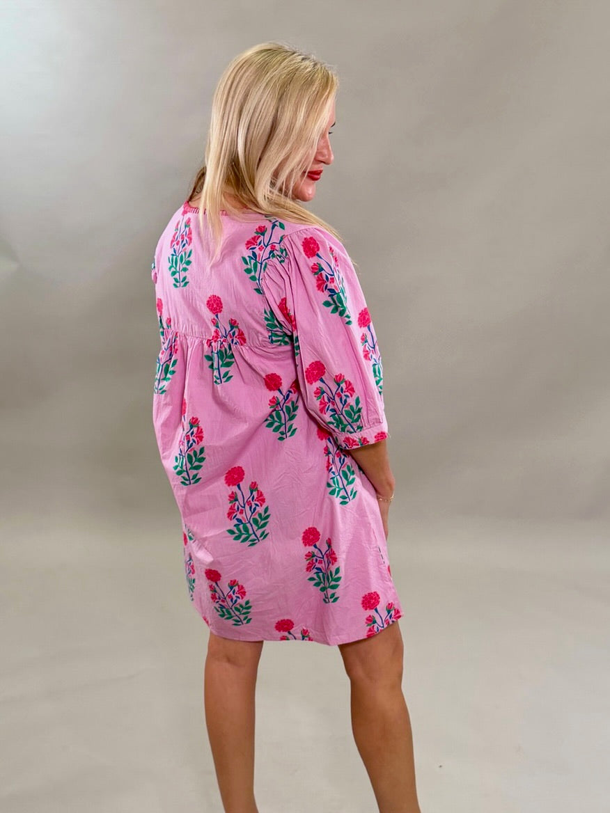 Short Sleeve Floral Pattern Dress