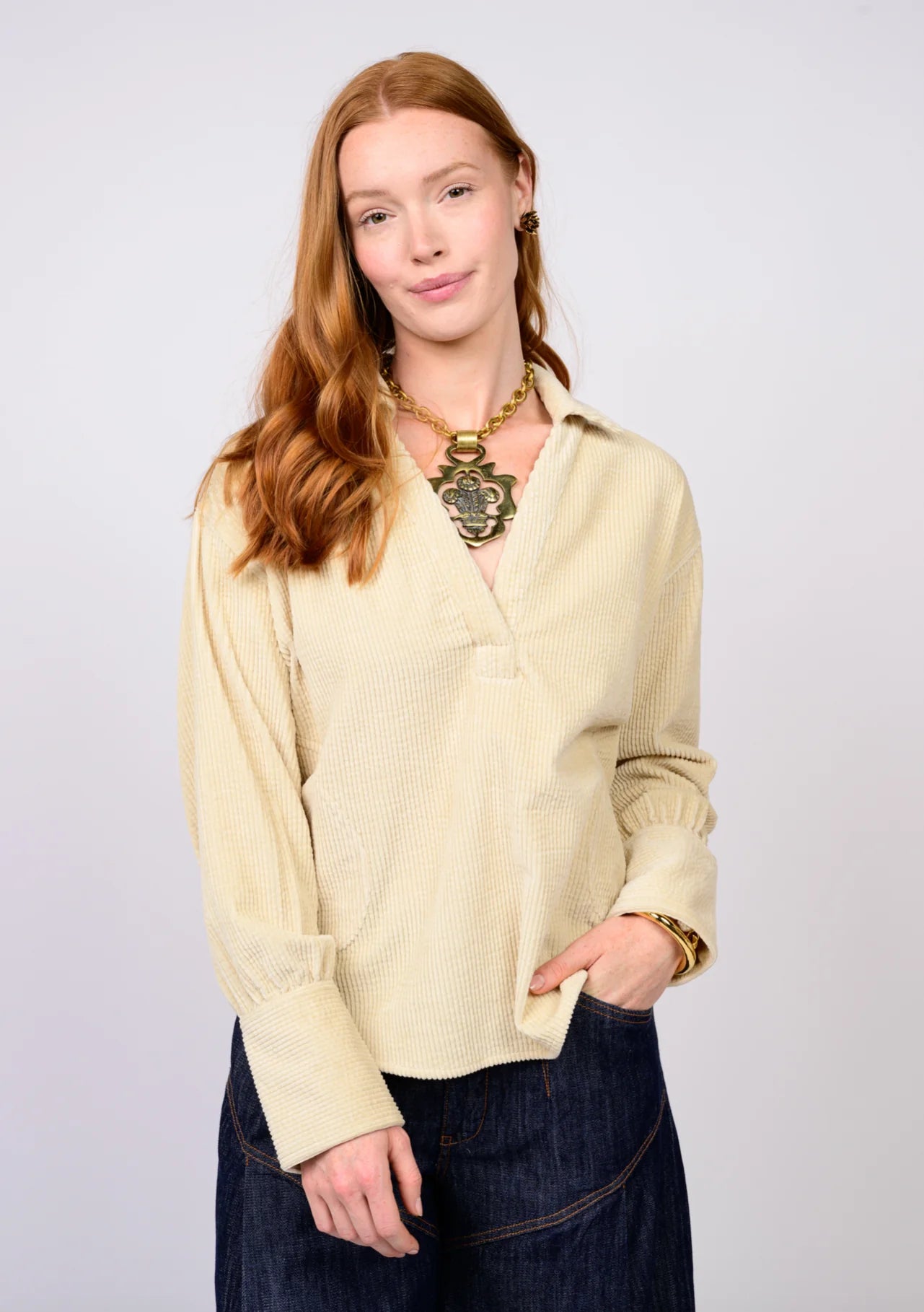 Ivy Jane Cream Corduroy Popover