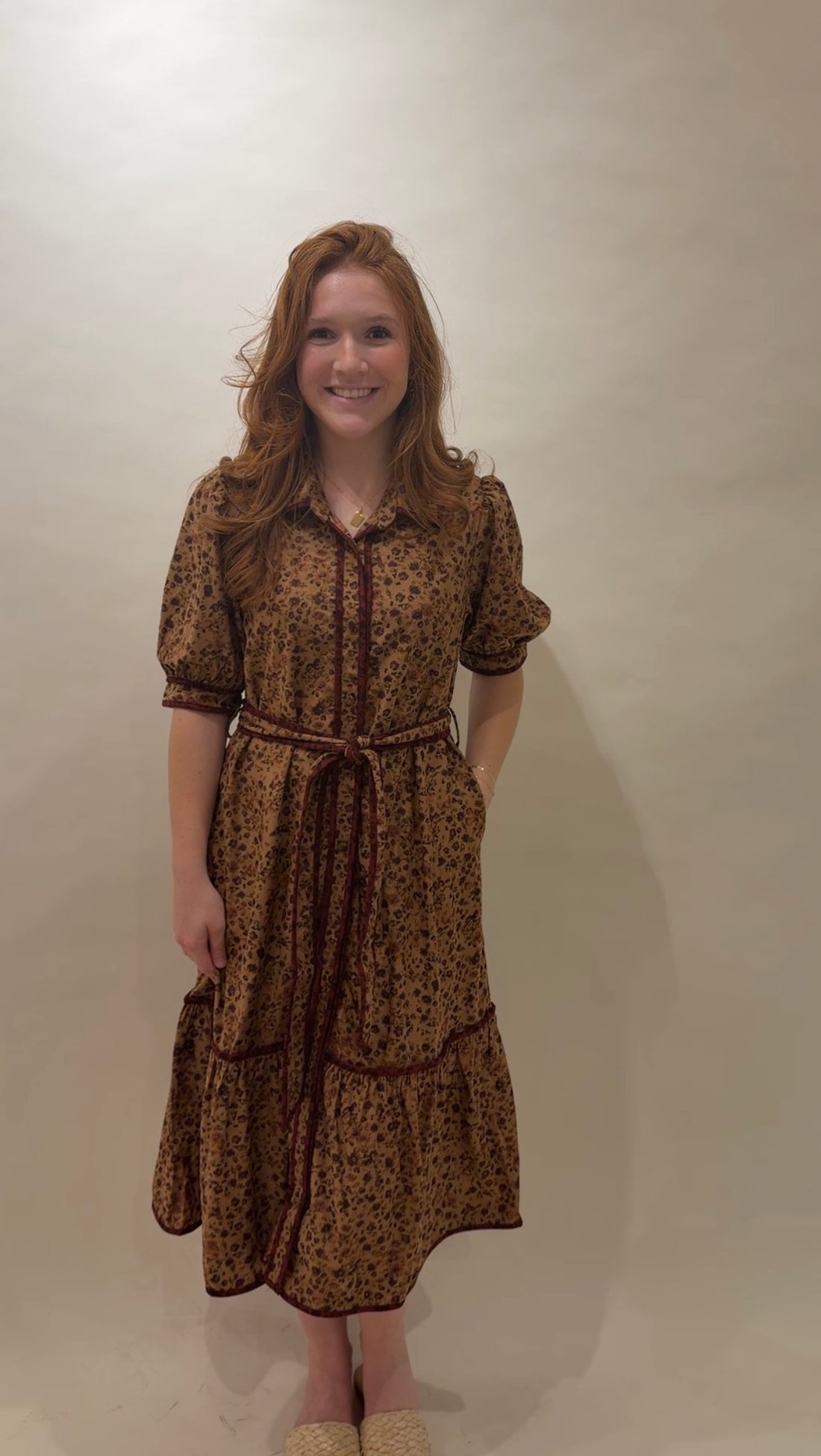 Autumn Floral Midi Dress