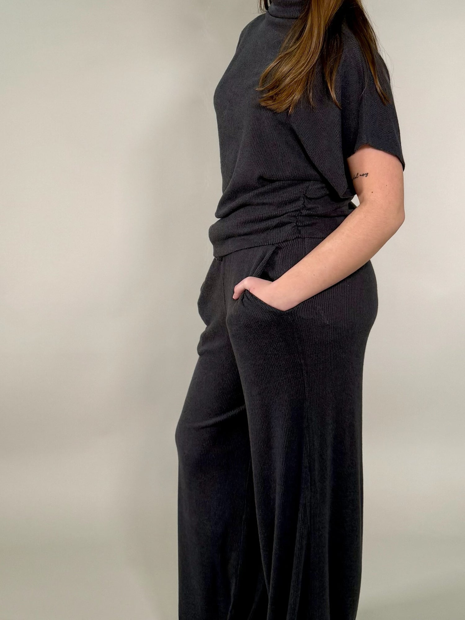 Soft Touch Ribbed Mock Neck Top