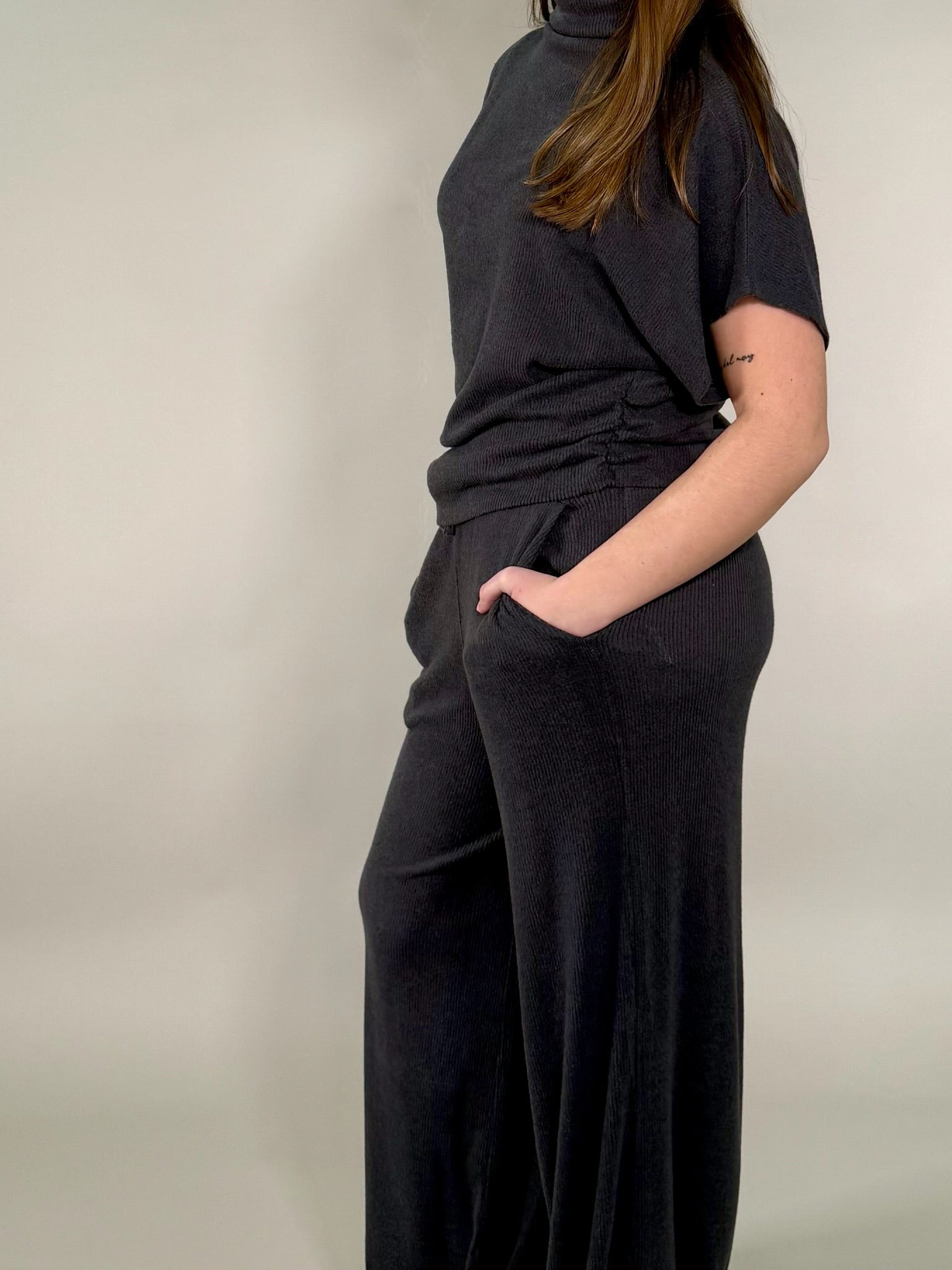 Soft Touch Ribbed Mock Neck Top