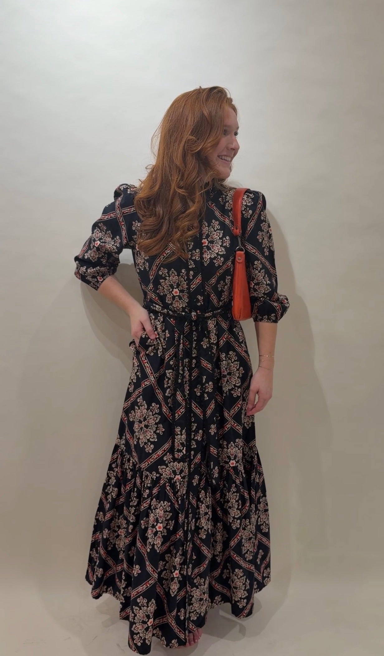 Heritage Print Cotton Maxi Dress