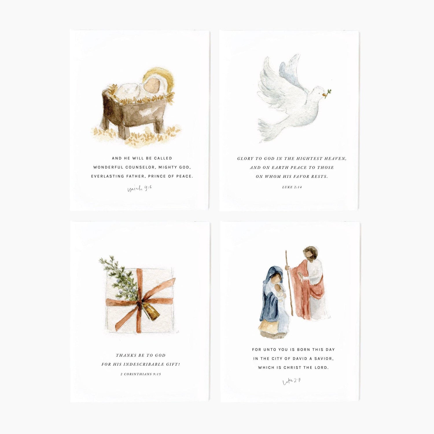 Set of 8 Christmas scripture notecard set