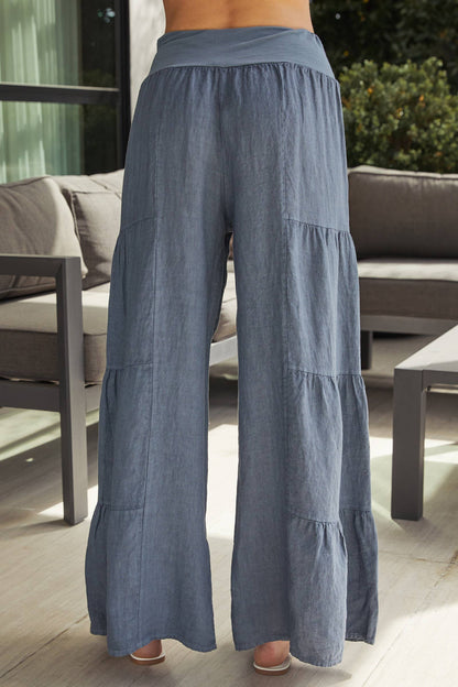 Linen Tiered Palazzo Pant