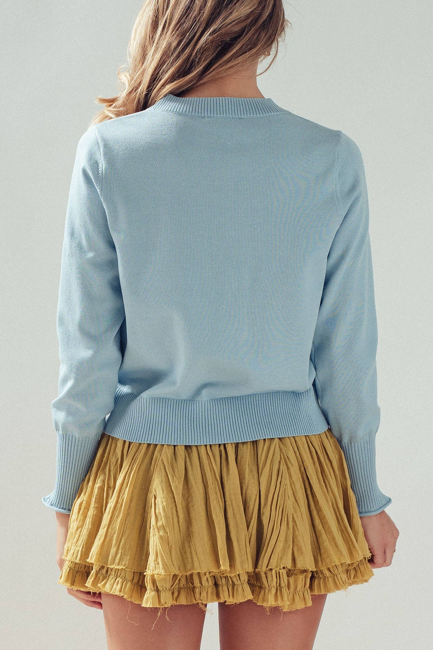 Contrast Floral Detail Knit Button Cardigan