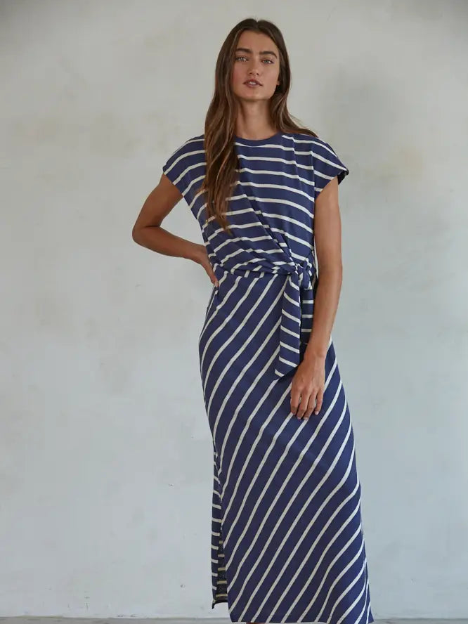 Knit Cotton Stripe Maxi Dress