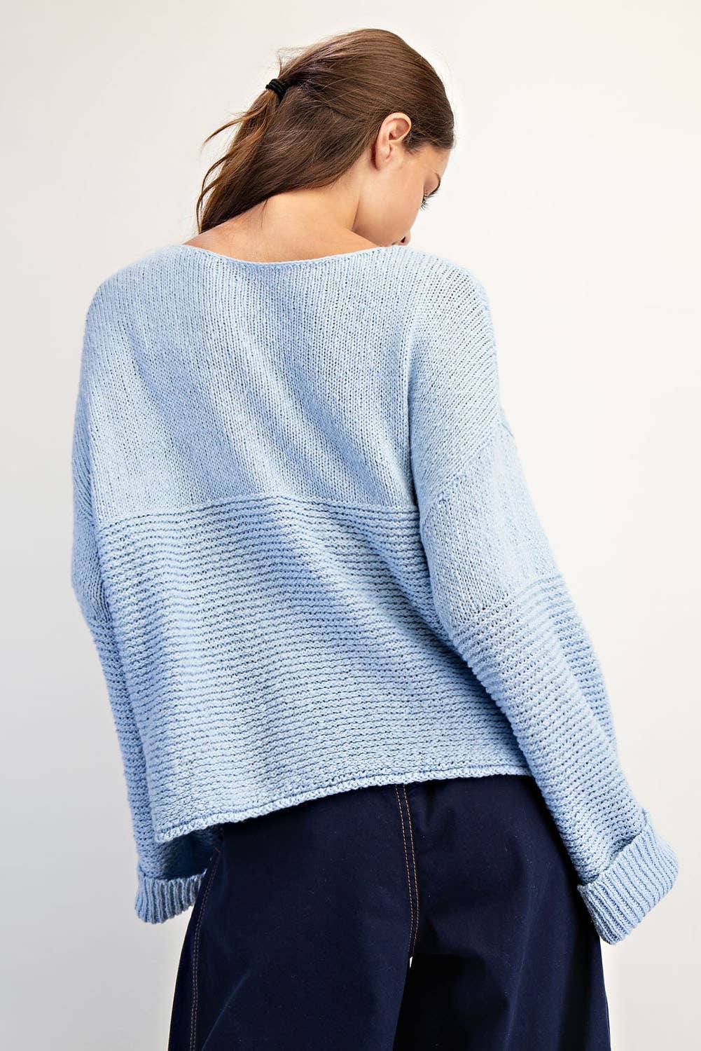 Textured Boat Neck Sweater