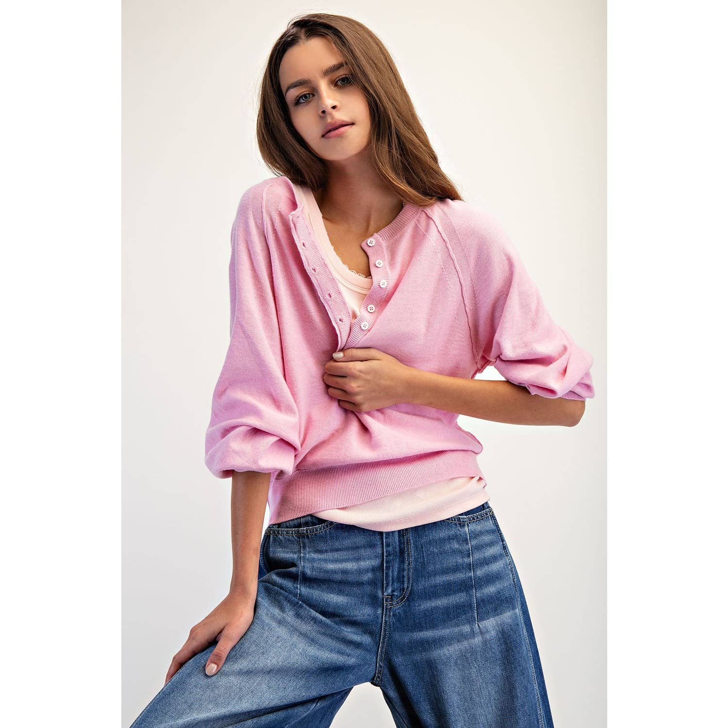 Cozy Half Button Down Pullover Sweater