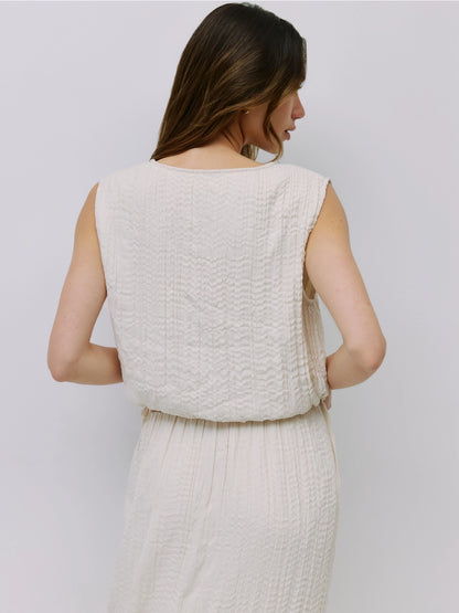 Sleeveless Drawstring Hem Top