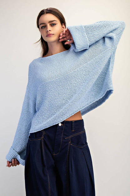 Textured Boat Neck Sweater