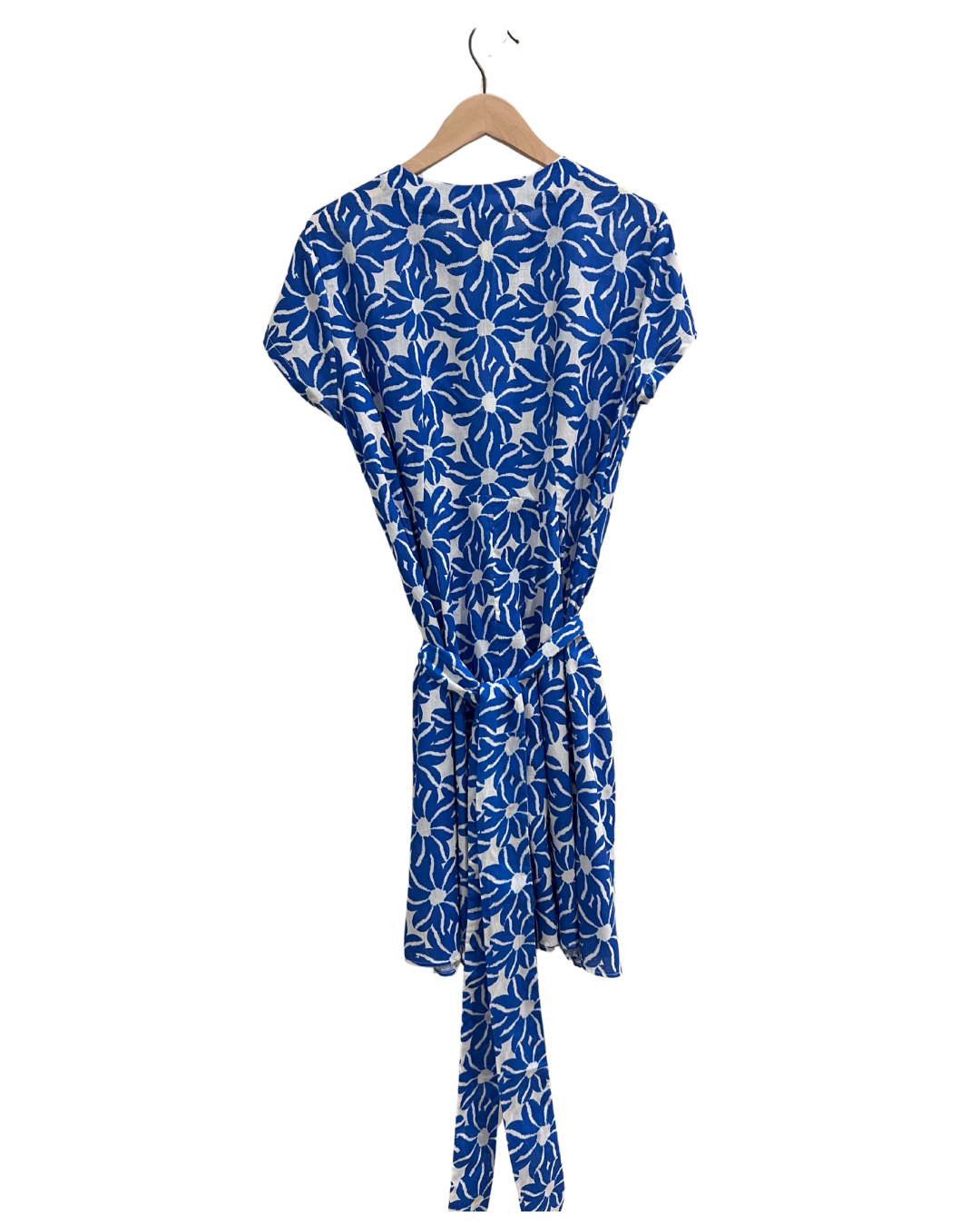 Blue Patterned Short Sleeve Dress