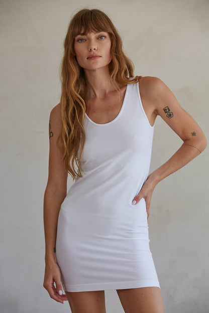 Solid Seamless U&amp;V-neck Reversible Tunic Dress