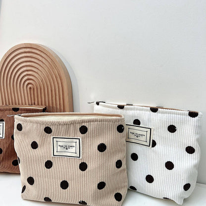 Playful Polka Dot Corduroy Pouch