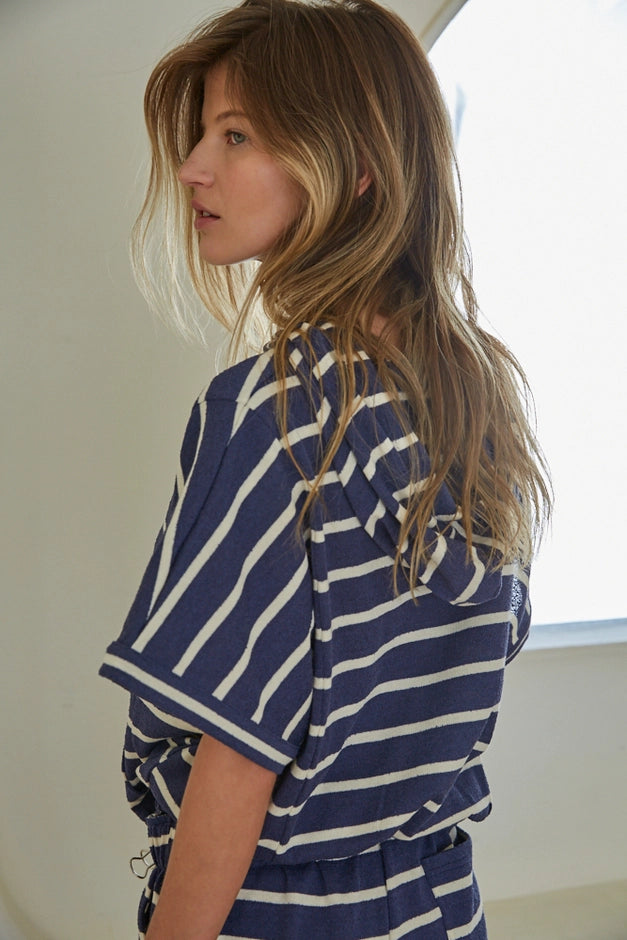 Blue and Cream Striped Top