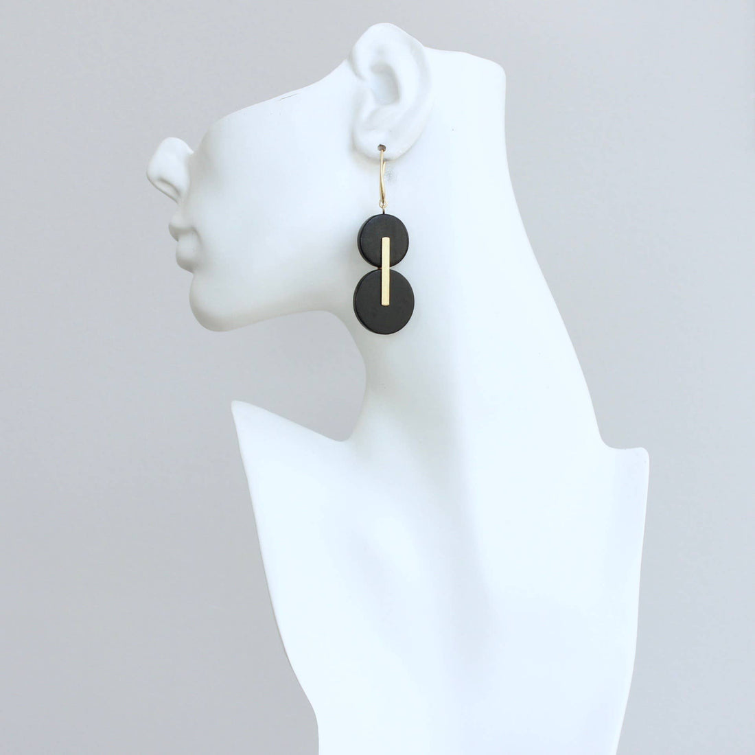 Black wood and Brass Earrings