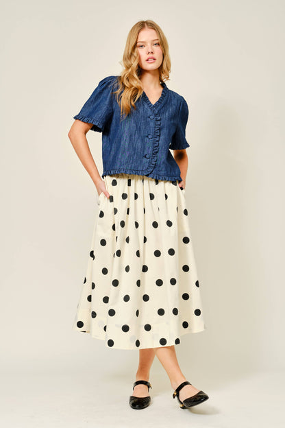 Dot Print Full Midi Skirt