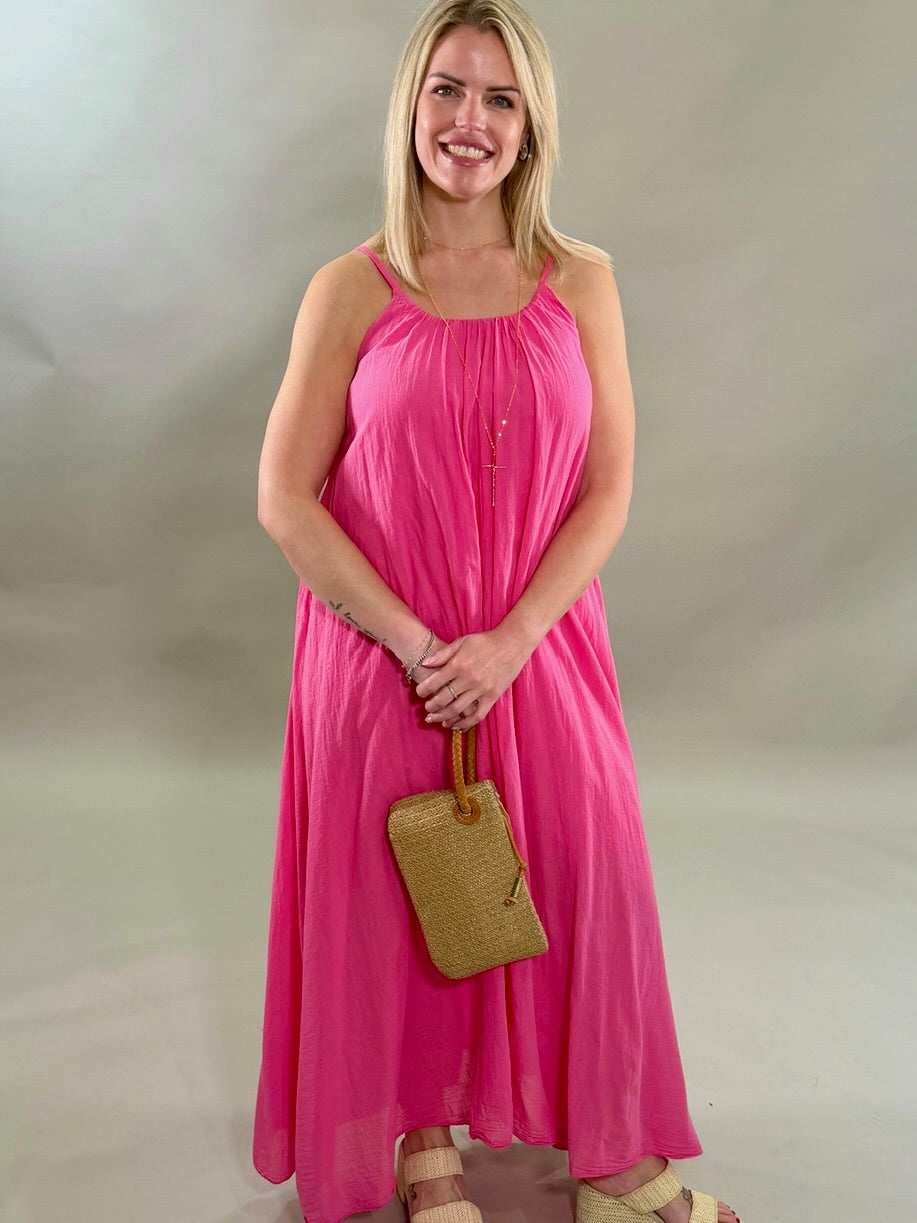 Spaghetti Strap Textured Gauze Maxi Dress