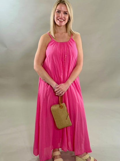 Spaghetti Strap Textured Gauze Maxi Dress
