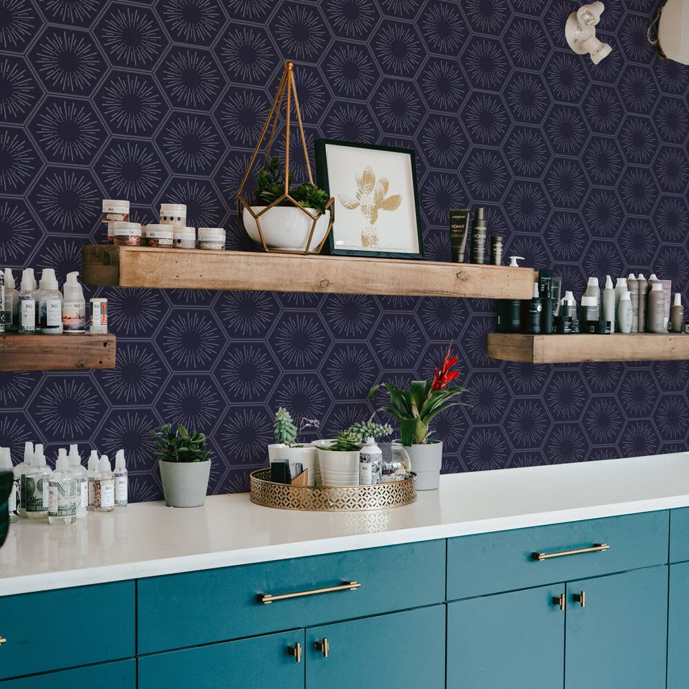 Hello Sunshine Royal Blue P&amp;S Wallpaper, 56 sq. ft.
