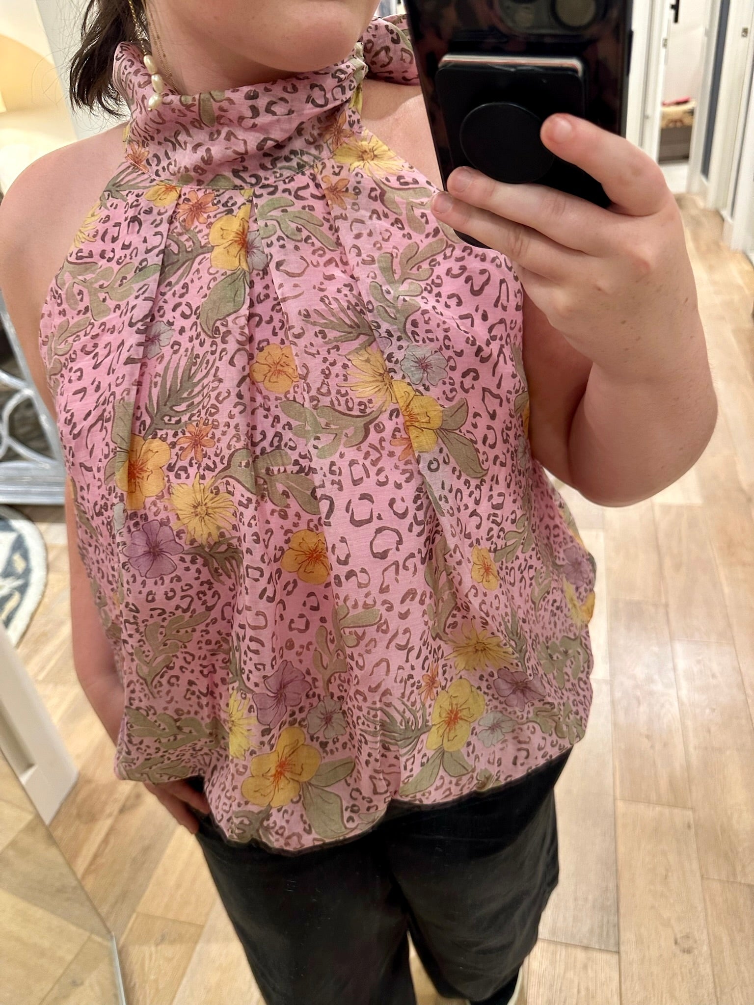 Mixed Print Halter Bubble Top