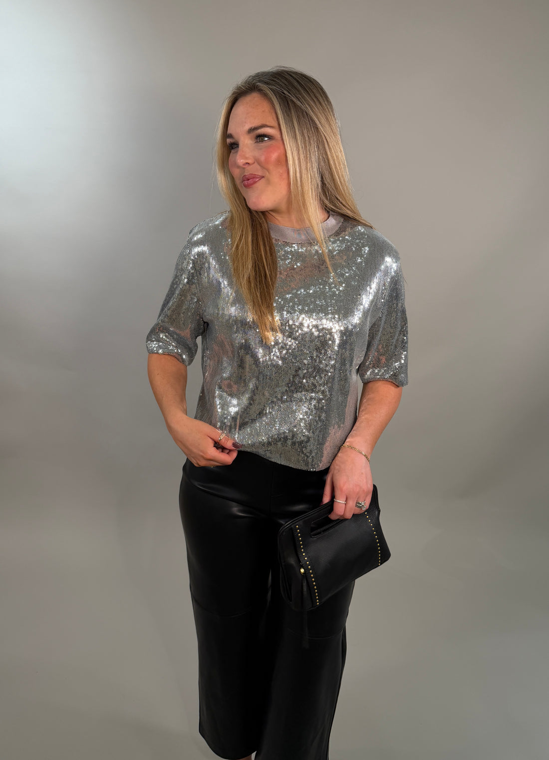 Silver Sequin Easy-Fit Tee