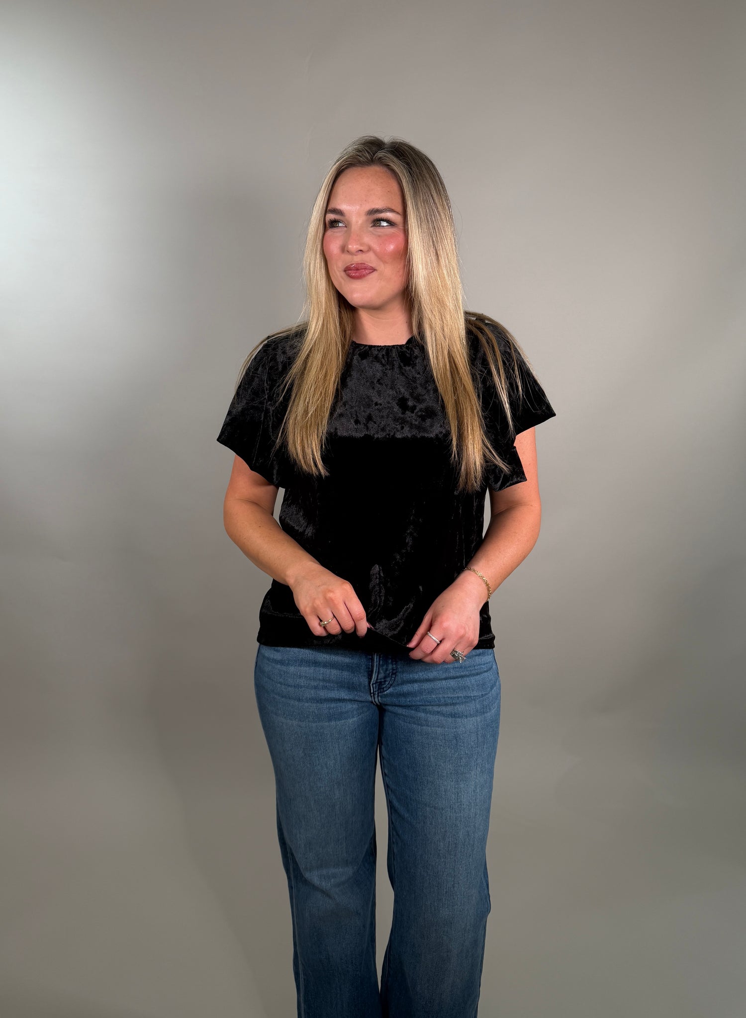 Flutter Sleeve Velvet Top