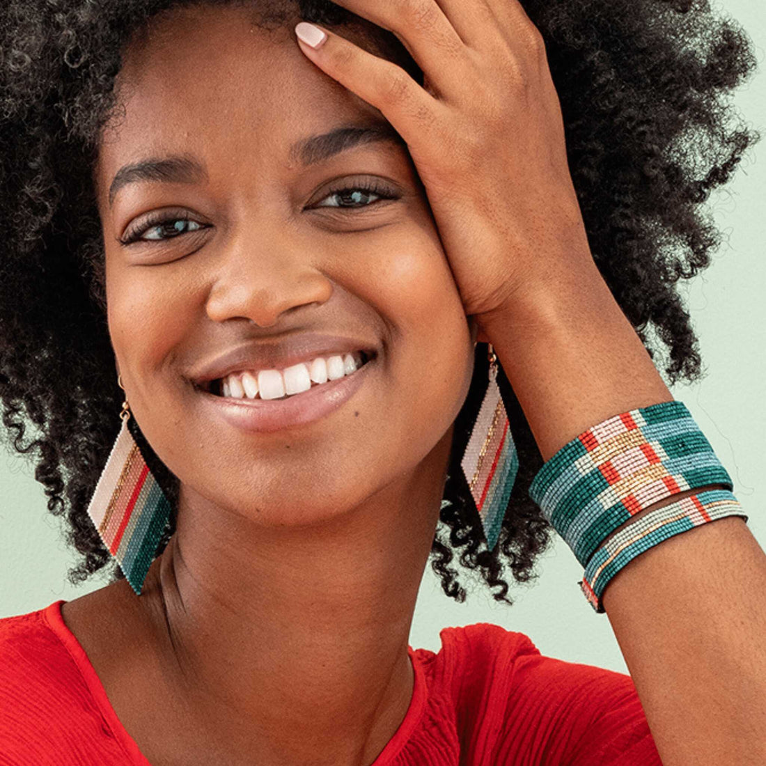 Frida Mixed Stripe Beaded Earrings
