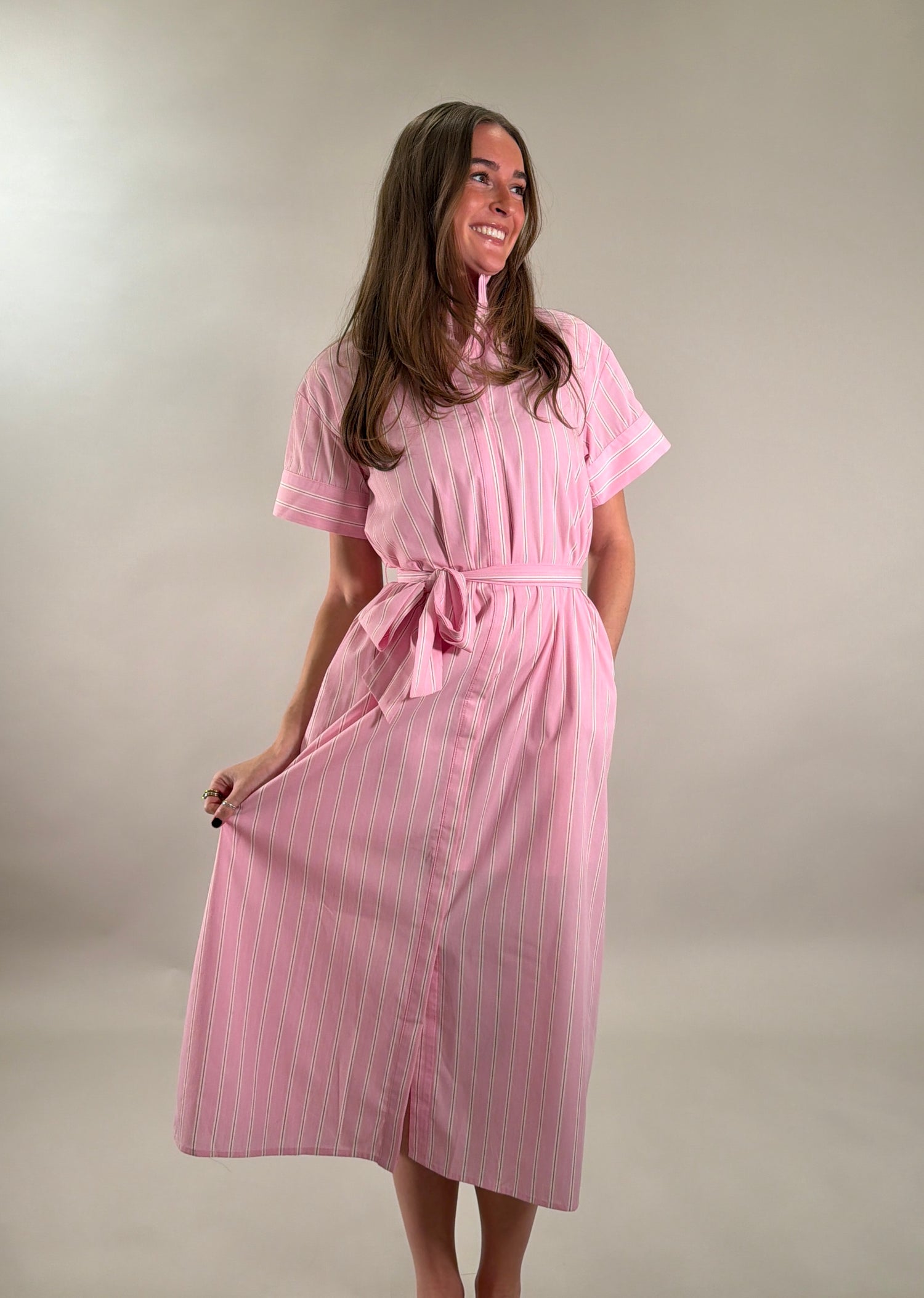 The Seaside Stripe Midi Shirtdress