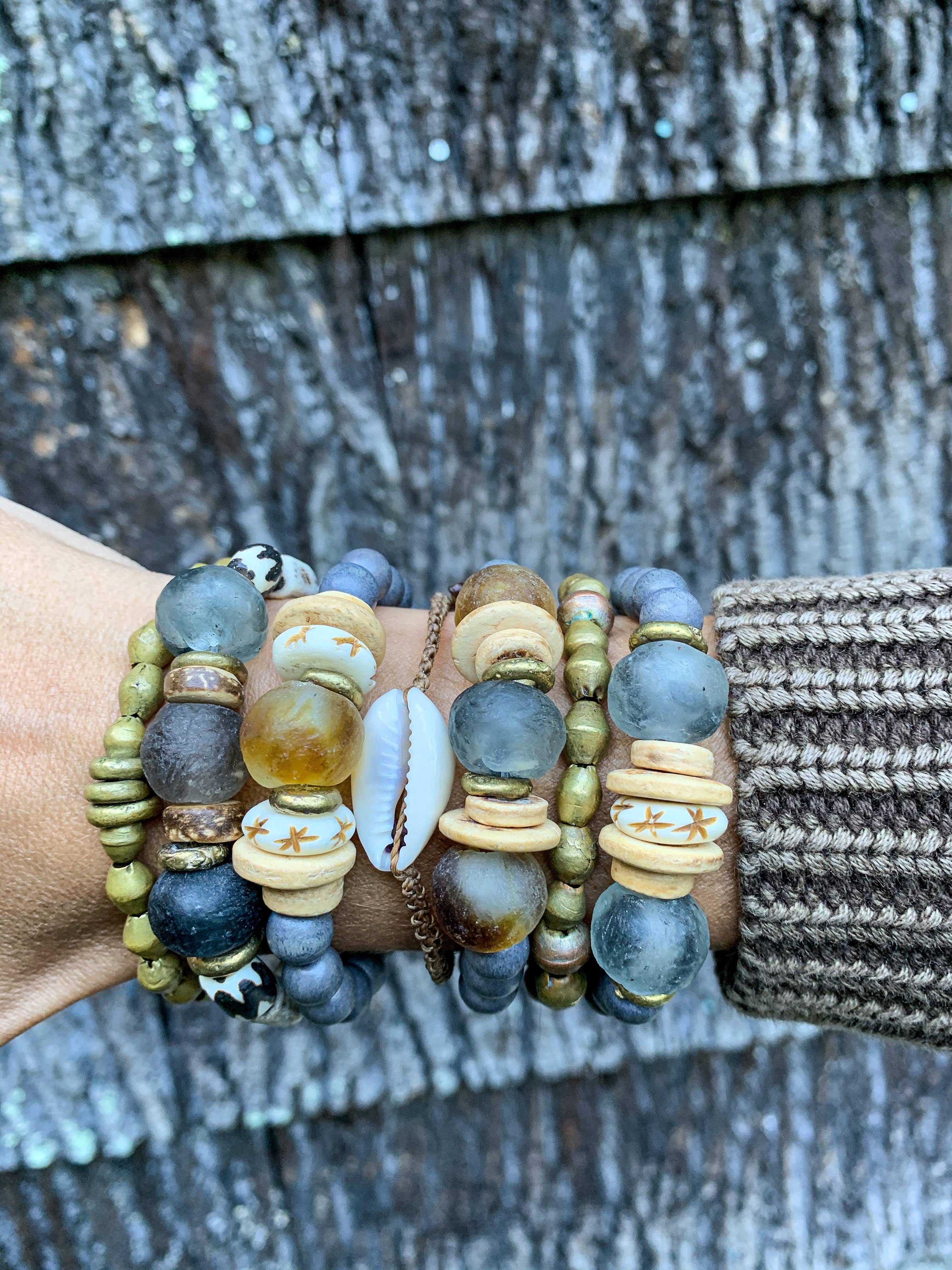 Trio Stack Bracelet Set | Gray + Camel