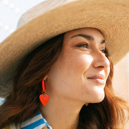 Red Hoop with Heart Dangles