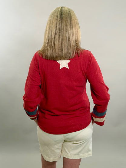 Patriotic Patchwork Star V-Neck Top