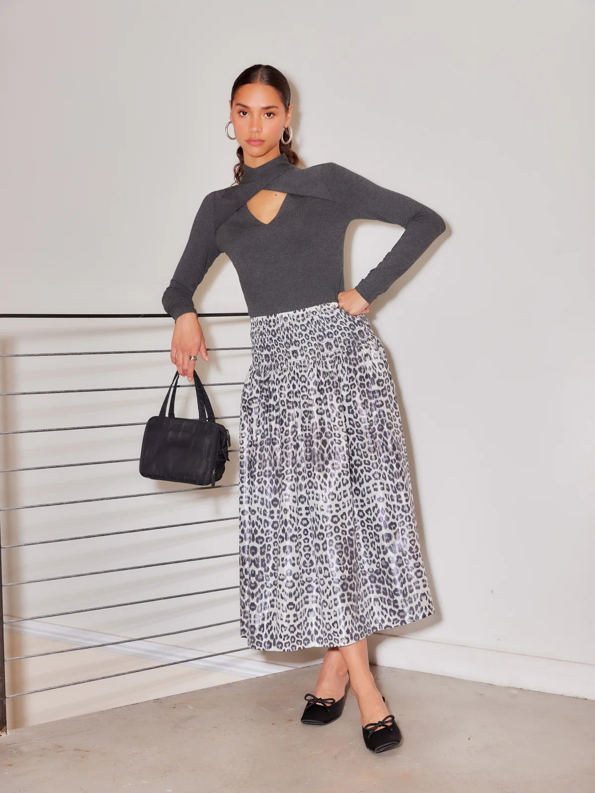 Fifteen Twenty Metallic Leopard Skirt