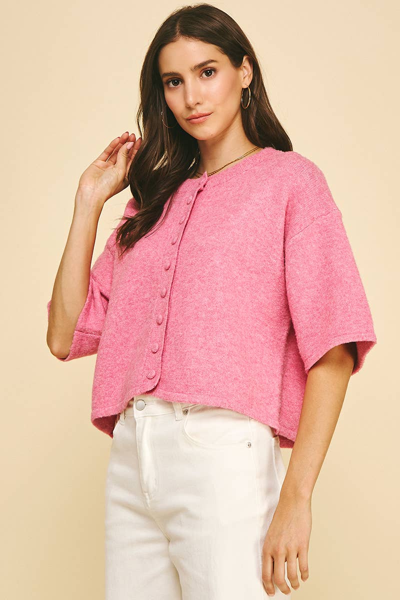 Cozy Button-Front Short Sleeve Cardigan