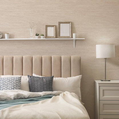 Horizontal Grasscloth Ecru P&amp;S Wallpaper, 28 sq. ft.
