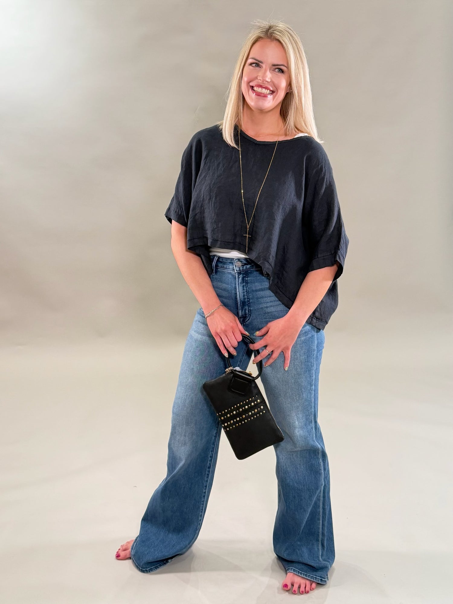 Cropped Linen Boxy Tee