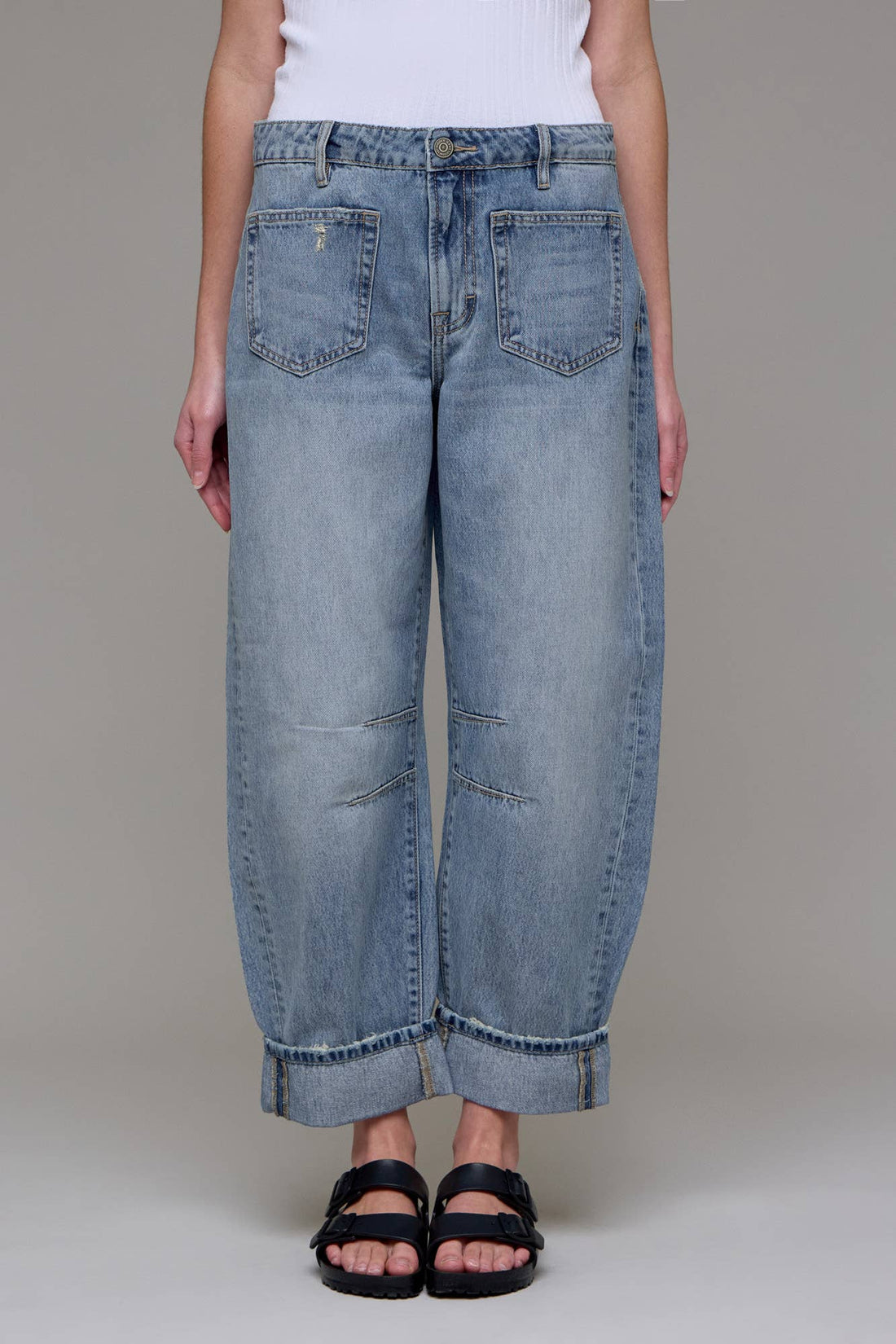 Cropped Classic Cuffed 26&quot; Inseam Barrel Jean