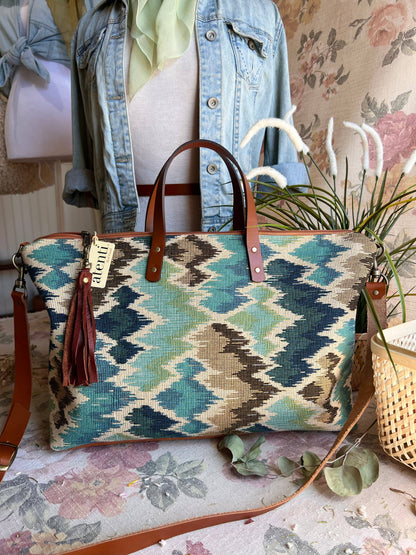Blue Printed Handbag