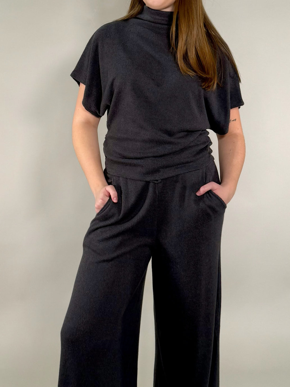 Soft Touch Ribbed Mock Neck Top