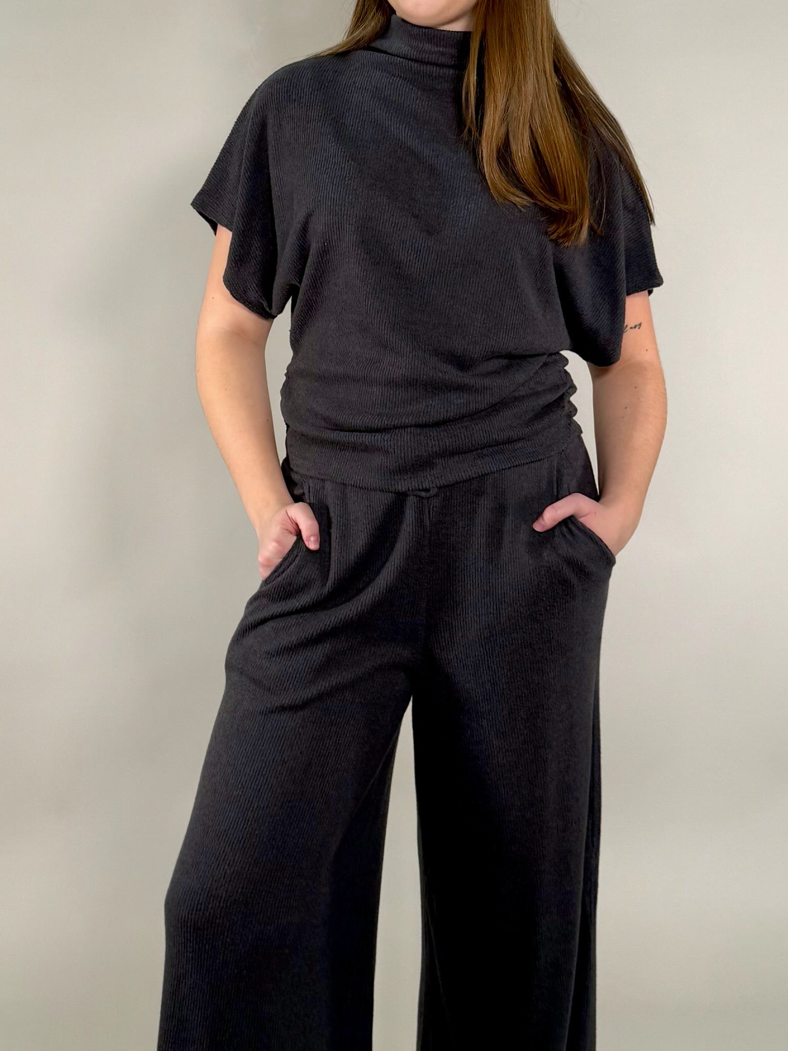 Soft Touch Ribbed Mock Neck Top