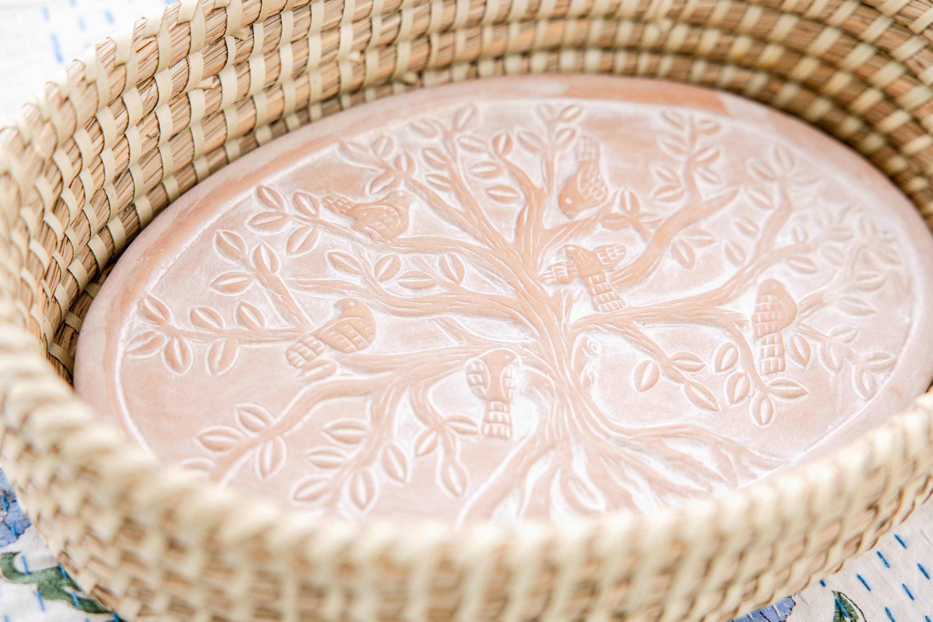 Oval Birds in a Tree Bread Warmer Basket