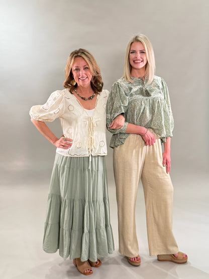 Linen Shimmer Straight Leg Pants